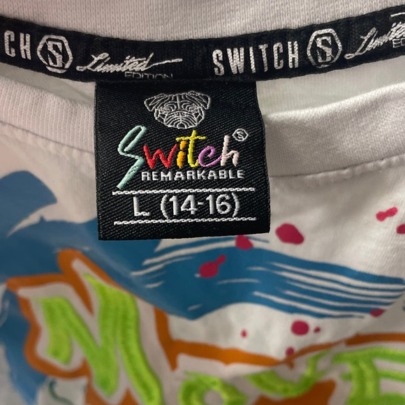 Switch Move Like A Boss Kids Large Embroidered 100% Cotton Crew Neck Tee Shirt - Picture 4 of 4